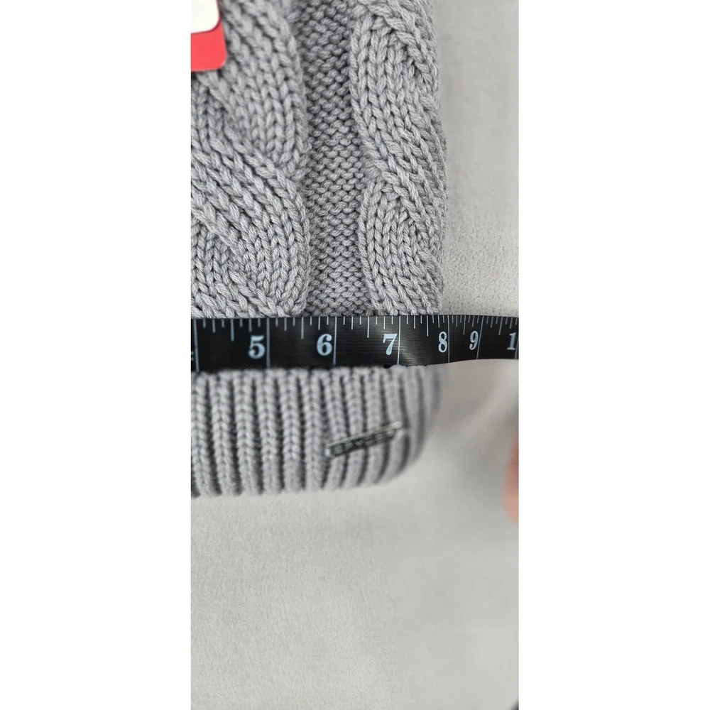 Spyder Womens Cable Knit Beanie Faux Fur Lined Pom Pom Hat Pewter‎ Grey OLSP982W